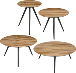 Mica Decorations Bijzettafel Jailey - 70x70x29 cm - Hout - Bruin- Set van 4