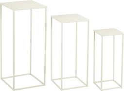 Mica Decorations Bijzettafel Quinty - 30x30x70 cm - Ijzer - Gebroken Wit - Set van 3