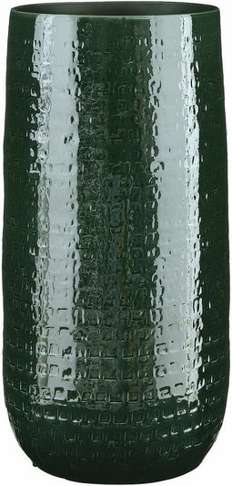 Mica Decorations Bloemenvaas - keramiek - donkergroen - relief patroon - D25/H50 cm
