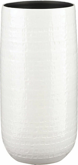 Mica Decorations - Bloemenvaas keramiek wit met relief patroon - D25/H50 cm