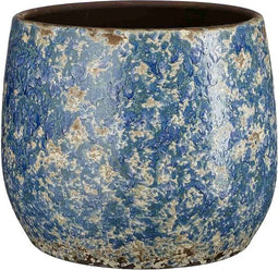 Mica Decorations Bloempot Antica - 25x25x20 cm - Terracotta - Blauw