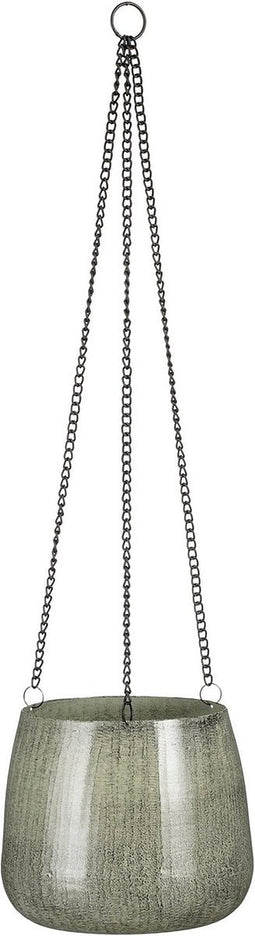 Mica Decorations Bloempot Benson - 19x19x16 cm - Ijzer - Lichtgrijs