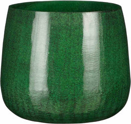 Mica Decorations Bloempot Benson Rond - 23x23x20 cm - Ijzer - Donkergroen