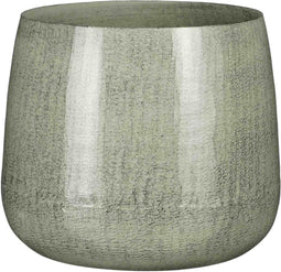 Mica Decorations Bloempot Benson Rond - 23x23x20 cm - Ijzer - Lichtgrijs