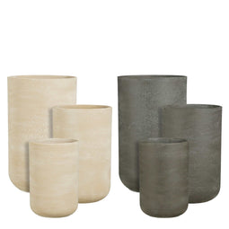 Mica Decorations Bloempot Chess - 37x37x60 cm - cement - Creme,Donker Grijs