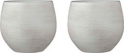 Mica Decorations Bloempot Douro - Voordeelset van 2 bloempotten rond wit handgemaakt - 28 x Ø 33 cm