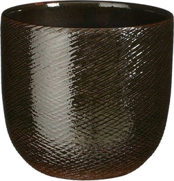 Mica Decorations Bloempot Enzo - 17x17x16 cm - Terracotta - Donkergroen
