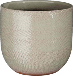 Mica Decorations Bloempot Enzo - 23x23x21 cm - Terracotta - Lichtgrijs