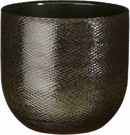 Mica Decorations Bloempot Enzo - 23x23x21 cm - Terracotta - Donkergroen