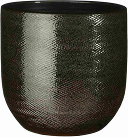 Mica Decorations Bloempot Enzo - 25x25x24 cm - Terracotta - Donkergroen