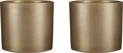 Mica Decorations Bloempot Era - Voordeelset van 2 bloempotten Keramiek rond goud reliëf - 21 x Ø 23 cm