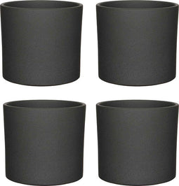 Mica Decorations Bloempot Era - Voordeelset van 4 bloempotten Keramiek rond donkergrijs antraciet - 26 x Ø 28 cm