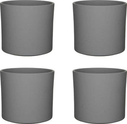 Mica Decorations Bloempot Era - Voordeelset van 4 bloempotten Keramiek rond grijs - 26 x Ø 28 cm
