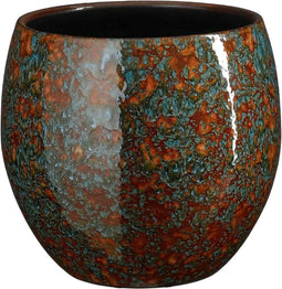Mica Decorations Bloempot Fabian - 20x20x20 cm - Terracotta - Blauw