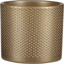 Mica Decorations Bloempot - goud - relief - keramiek - 13 x 12 cm - plantenpotten binnen