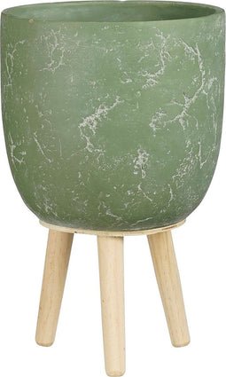 Mica Decorations Bloempot Jimmy - 21x21x33.5 cm - cement - Licht Groen