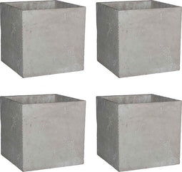 Mica decorations bloempot Jimmy - Voordeelset van 4 bloempotten, cement / beton, Lichtgrijs - 21 x 21 x 20,5 cm