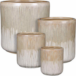 Mica Decorations Bloempot Lars - 29x29x29 cm - Keramiek - Creme- Set van 4