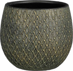 Mica Decorations Bloempot Madeira - 18x18x18 cm - Terracotta - Groen