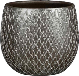 Mica Decorations Bloempot Madeira - 18x18x18 cm - Terracotta - Zilver