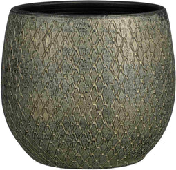 Mica Decorations Bloempot Madeira - 23x23x23 cm - Terracotta - Groen
