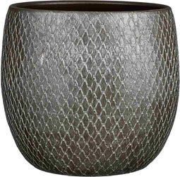 Mica Decorations Bloempot Madeira - 23x23x23 cm - Terracotta - Zilver