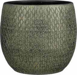 Mica Decorations Bloempot Madeira - 28x28x28 cm - Terracotta - Groen