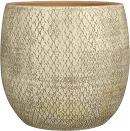 Mica Decorations Bloempot Madeira - 32x32x32 cm - Terracotta - Creme