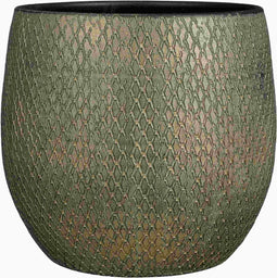 Mica Decorations Bloempot Madeira - 32x32x32 cm - Terracotta - Groen