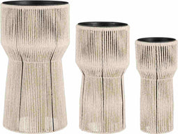 Mica Decorations Bloempot Merida - 36x36x65 cm - Katoen - Beige- Set van 3