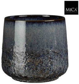 Mica Decorations Bloempot Mylo - 20.5x20.5x19 cm - Keramiek - Blauw