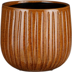 Mica Decorations Bloempot Pablo - 18x18x16 cm - Keramiek - Oker