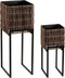 Mica Decorations Bloempot Peta - 30x27x69 cm - Gerecycled Plastic - Donkerbruin- Set van 2