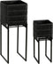 Mica Decorations Bloempot Peta - 30x27x69 cm - Gerecycled Plastic - Zwart- Set van 2
