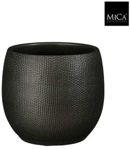 Mica Decorations Bloempot Porto - 17x17x17 cm - Terracotta - Metallic,Antraciet