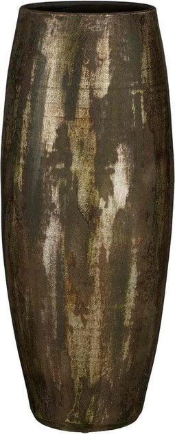 Mica Decorations Bloempot Roel - 28x28x70 cm - Terracotta - Donkergroen