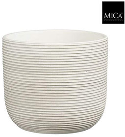 Mica Decorations Bloempot Samuel - 22x22x19 cm - Terracotta - Gebroken Wit