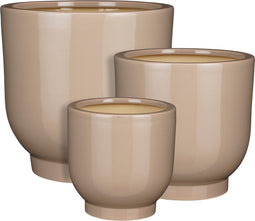 Mica Decorations Bloempot Tara - 30x30x30 cm - Keramiek - Creme- Set van 3
