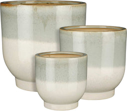 Mica Decorations Bloempot Tara - 30x30x30 cm - Keramiek - Lichtgroen- Set van 3