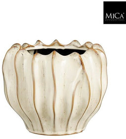 Mica Decorations Bloempot Thom - 23.5x23.5x19 cm - Keramiek - Gebroken Wit