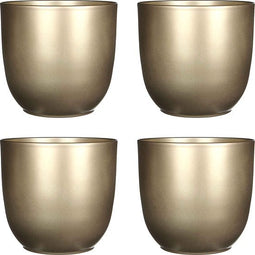 Mica Decorations Bloempot Tusca - Voordeelset van 4 bloempotten Keramiek rond Goud - 20 x Ø 22 cm