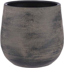 Mica Decorations Bloempot Victor rond mat donkerbruin handgemaakt - 33 x Ø 36 cm