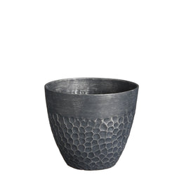 Mica Decorations Bravo Outdoor Plant Pot - H26 x Ø30.5 cm - Black hammered