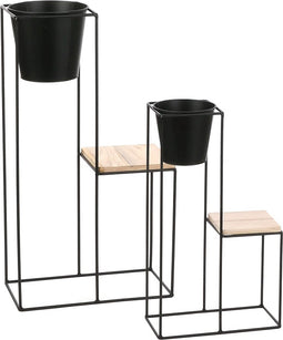 Mica Decorations Caitlin Plantentafel - 38x19x71cm - Zwart - Set van 2