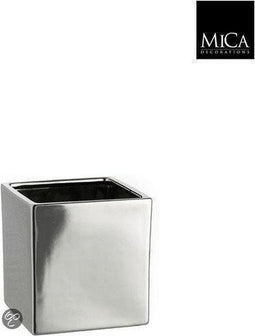 Mica Decorations Chaz Bloempot - 14x14x14 cm - Keramiek - Zilver