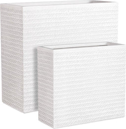Mica Decorations Corda Plantenbak - 74 x 30 x 66 cm - Magnesium - Wit - Set van 2