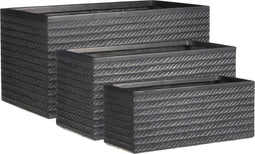 Mica Decorations Corda Plantenbak - H74 x Ø37 cm - Magnesium - Zwart - Set van 3