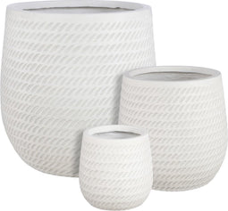 Mica Decorations Corda Plantenbakken - H44 x Ø44 cm - Magnesium - Wit - Set van 3