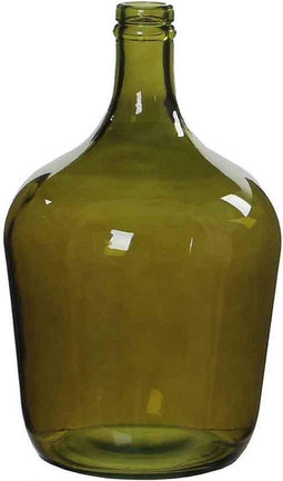 Mica Decorations Diego Glazen Fles - H30 x Ø18 cm - Gerecycled Glas - Groen