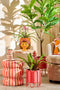 Mica Decorations Dione Bloempot op Standaard - Set van 2 - H35 x Ø26 cm - Metaal - Rood, Roze
